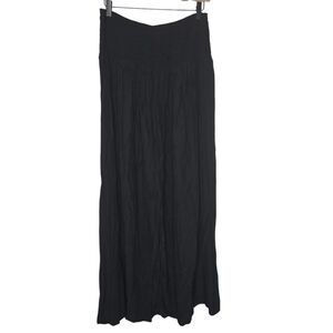 Heyson Womens Black Smocked High Waist Lightweight Rayon Maxi Skirt Size Large